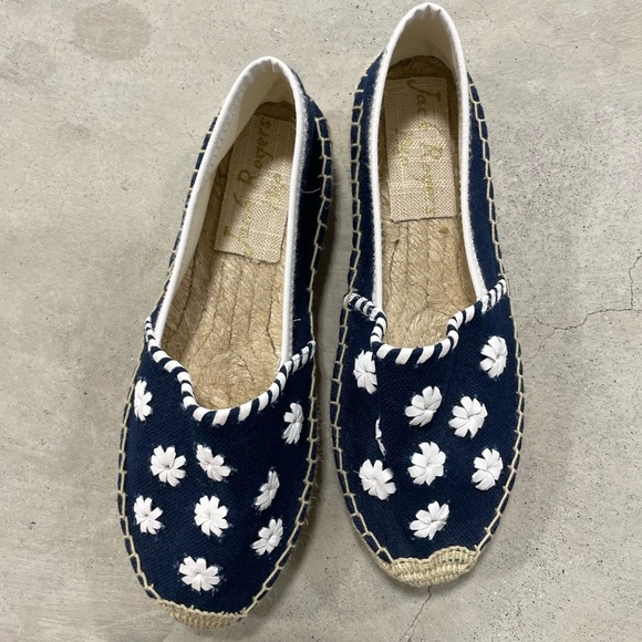 JACK ROGERS ESPADRILLES PALMER Navy Blue Flowers Floral Size 7 - Picture 2 of 6